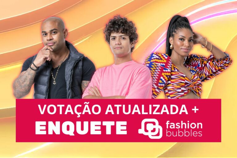 montagem com fotos de Cezar Black, Gabriel Santana e Tina Calamba, participantes que estão na Enquete BBB 23 Fashion Bubbles 3º Paredão