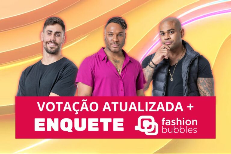 montagem com fotos de Cara de Sapato, Fred Nicácio e Cezar Black, participantes que estão na Enquete BBB 23 Fashion Bubbles 7º Paredão