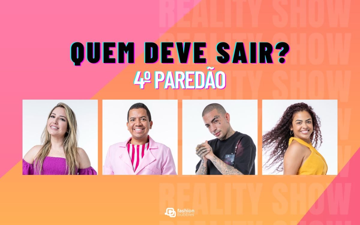 Montagem com emparedados do 4º Paredão: Amanda, Bruno Gaga, MC Guimê e Paula. Quem deve sair do BBB 23?