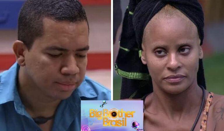 Montagem com fotos de Bruno e Aline no BBB 23