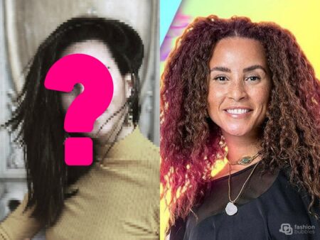 Montagem com antes e depois de Domitila Barros do BBB 23.