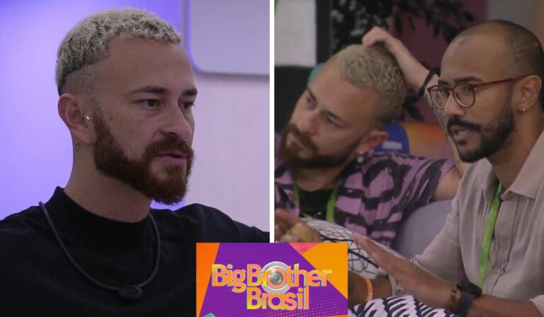 Montagem com fotos de Fred e Ricardo no BBB 23