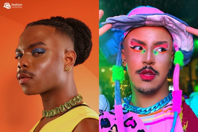 Duas fotos de homens maquiados para o Carnaval