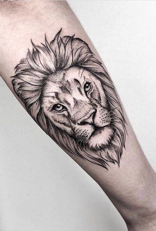 Tatuagem no braço, leão