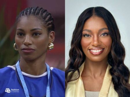Foto de Tina do BBB 23 antes e após sua eliminação do programa.
