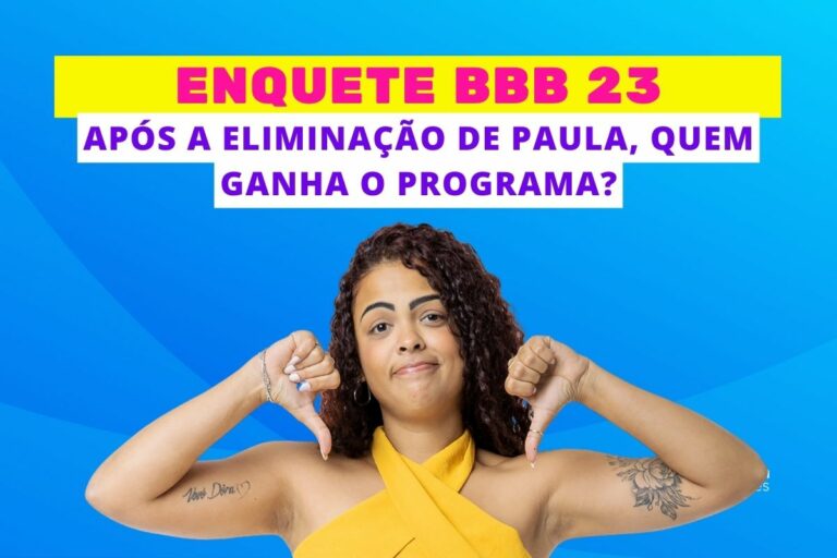 Montagem da eliminação de Paula para ilustrar a enquete BBB 23