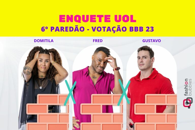 Montagem com os emparedados Domitila Barros, Fred Nicácio e Gustavo Cowboy para ilustrar a enquete BBB 23