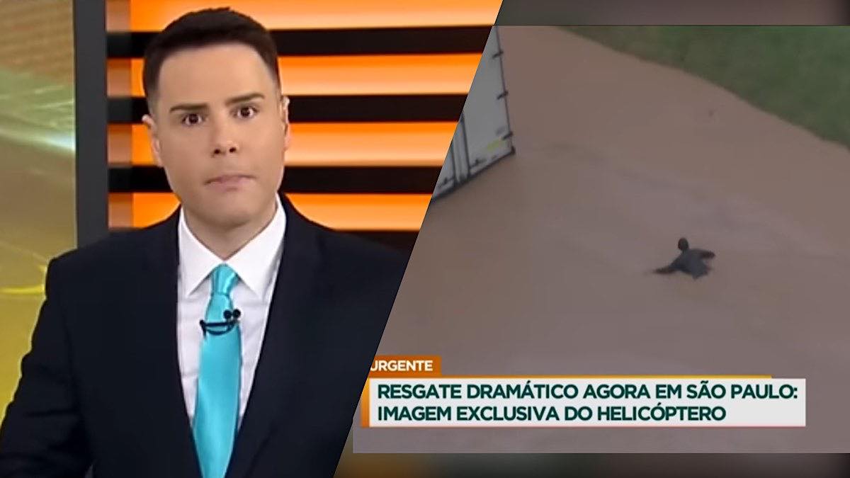 Record TV cobre enchentes em SP no Cidade Alerta com Luiz Bacci.