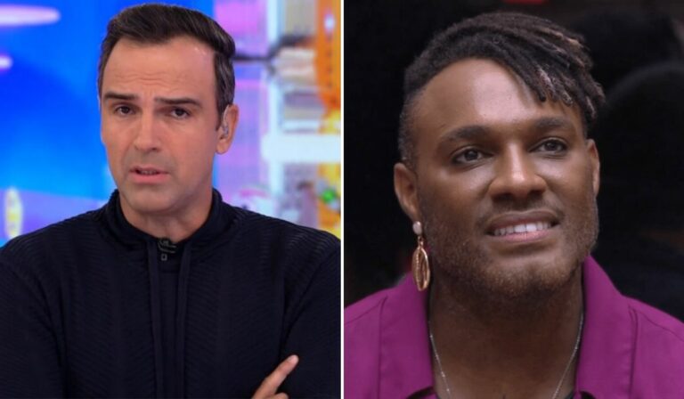 Montagem com fotos de Tadeu Schmidt e Fred Nicácio no BBB 23