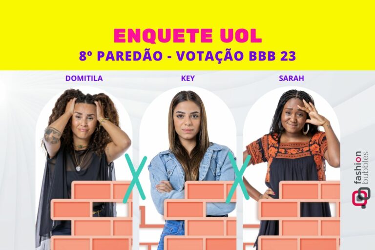 Montagem com as emparedadas Domitila Barros, Key Alves e Sarah Aline para ilustrar a enquete BBB 23