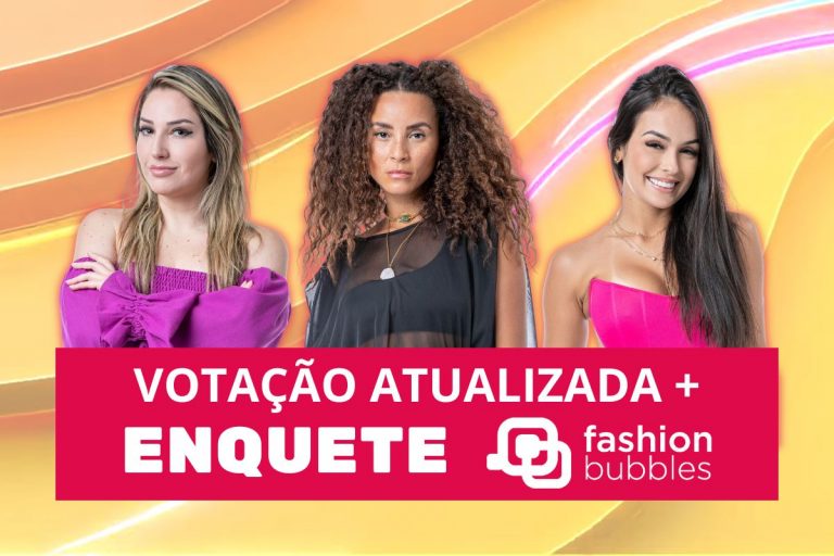 Montagem com fotos dos participantes do 16º Paredão para a Enquete Fashion Bubbles BBB 23: Amanda Meirelles, Domitila Barros e Larissa Santos