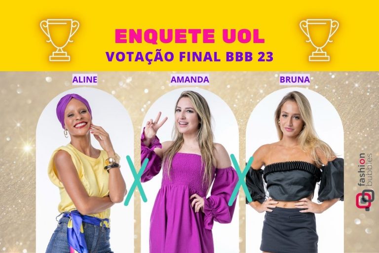 Imagem com as finalistas do BBB 23 e texto "Enquete UOL"
