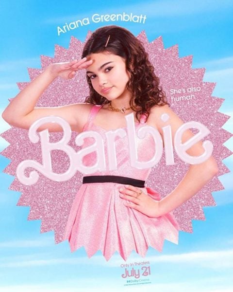 Cartaz do filme Barbie com a Barbie de Ariana Greenblatt