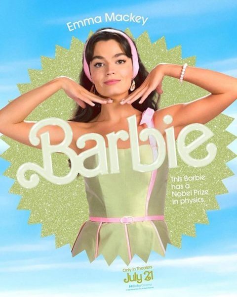 Cartaz do filme Barbie com a Babrie de Emma Mackey