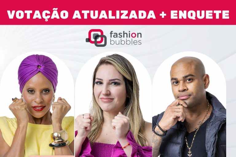 Montagem com foto dos participantes da Enquete BBB 23 Fashion Bubbles do 14º Paredão: Aline Wirley, Amanda e Cezar Black