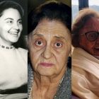 Montagem com 3 fotos de atriz Laura Cardoso surante sua vida.