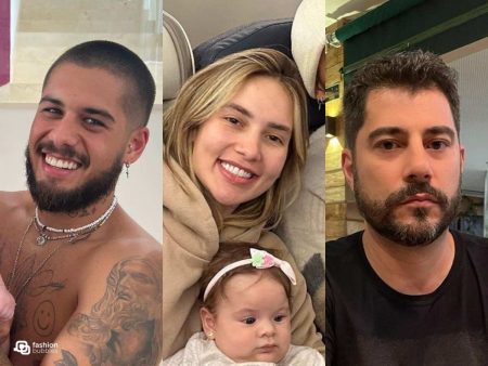 Montagem com 3 fotos, de Zé Felipe, Virginia com sua filha Maria Flor e de Evaristo.