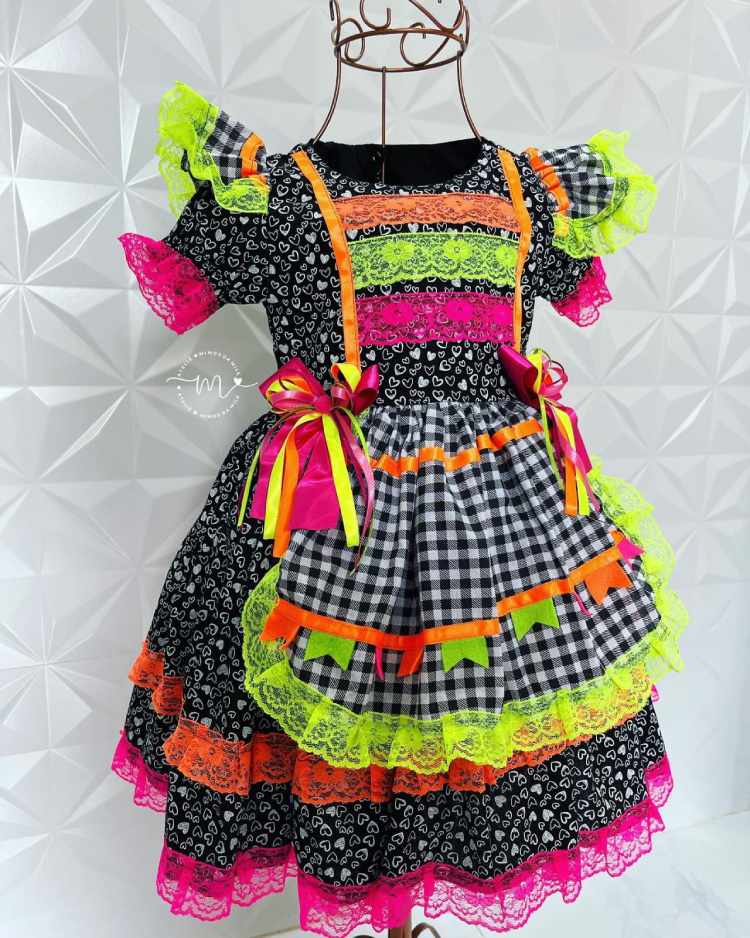  vestido de festa junina colorido
