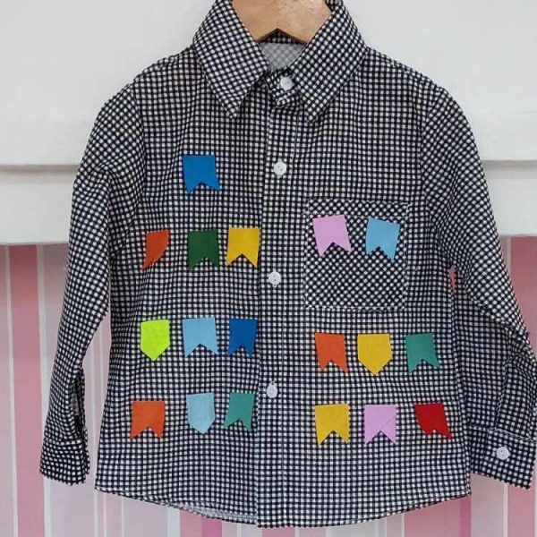camisa xadrez de festa junina infantil com calgens