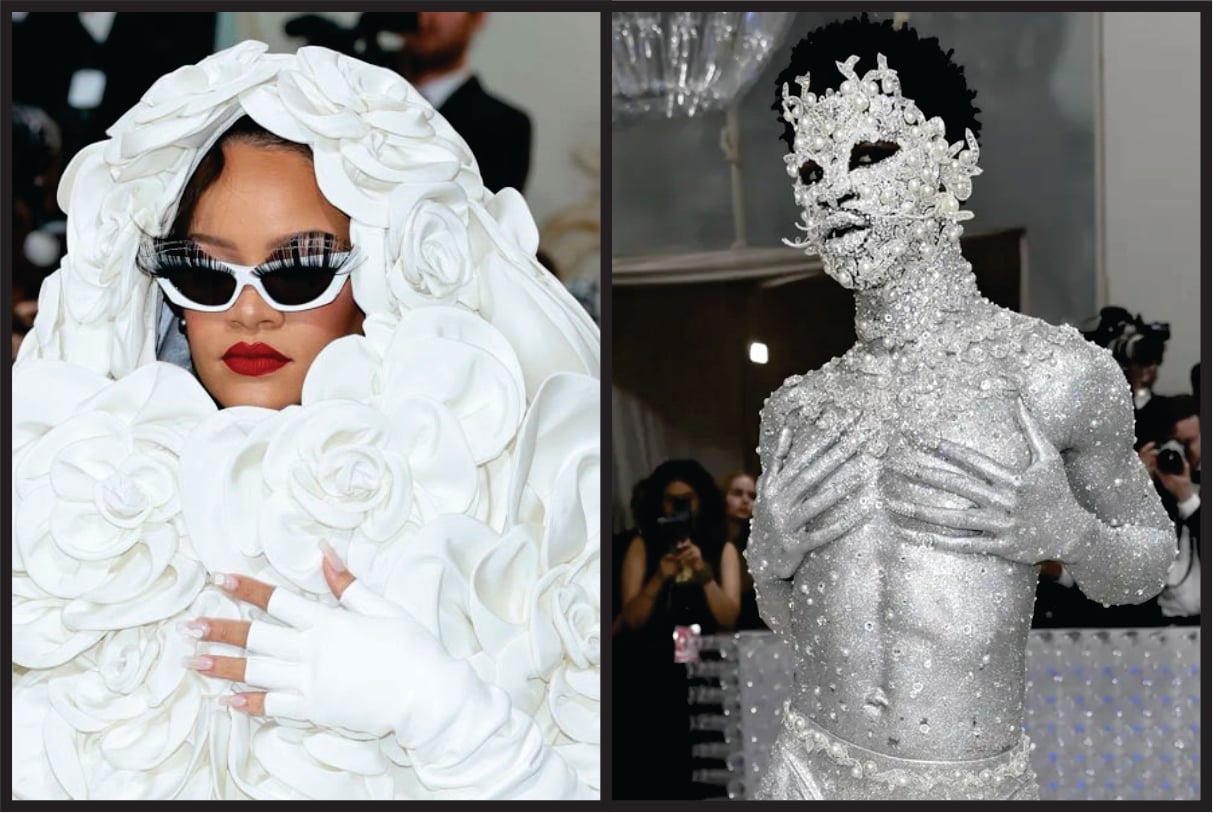 Rihanna chega no Met Gala com vestido inusitado