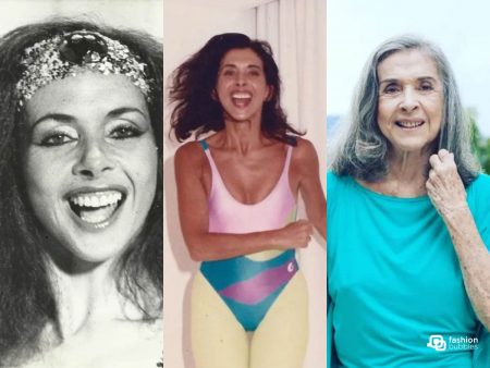 Montagem com 3 fotos da atriz Betty Faria ao longo da vida.