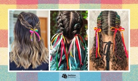 montagem com 3 opções de penteados para festa junina