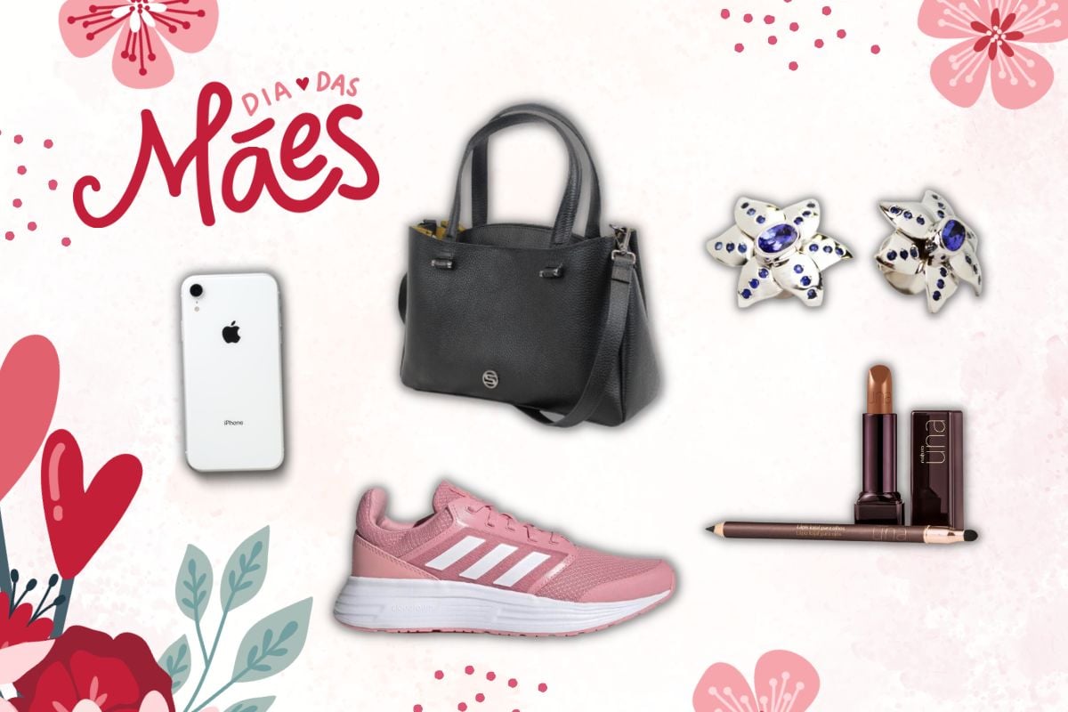 5 opções de presentes de Dia das Mães: iphone, bolsa, tênis, kit maquiagem e joias