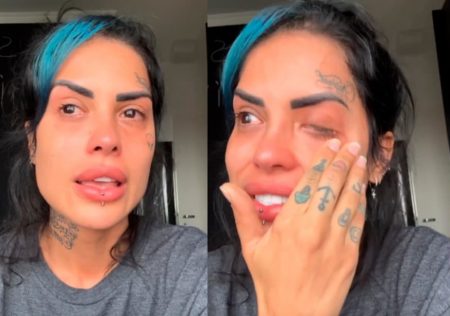 Tati Zaqui chorando no stories de seu instagram