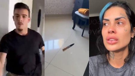 Tati Zaqui denuncia Thomaz Costa por violência doméstica e vídeo de briga com faca vem à tona