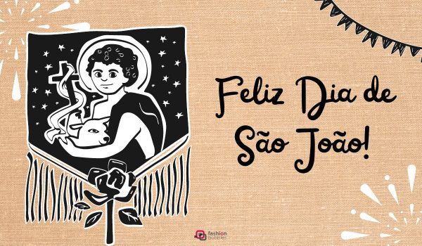 fundo de juta com mensagem e imagem de feliz Dia de São João