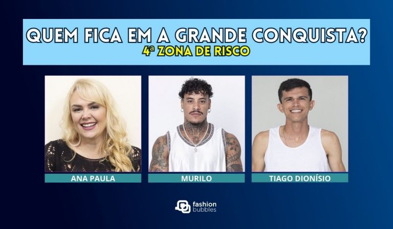 Imagem com Ana Paula Almeida, Murilo Dias e Tiago Dionísio, os participantes de A Grande Conquista que estão oficialmente na 4ª Zona de Risco