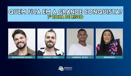 Enquete A Grande Conquista + Votação R7: Alexandre Suita, Daniel Toko, Gabriel Roza ou Fernanda Medrado, quem sai na 7ª Zona de Risco? E quem fica para a Prova da Virada?