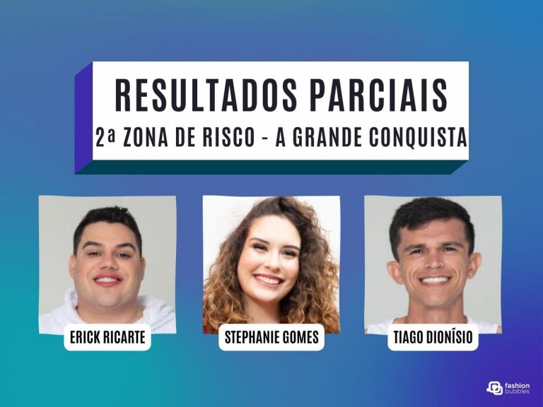 Montagem com foto de Erick, Stephanie e Tiago da 2ª Zona de Risco de A Grande Conquista