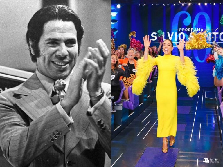 Montagem com foto de Silvio Santos e de Patrícia Abravanel no Programa Silvio Santos Especial 60 anos
