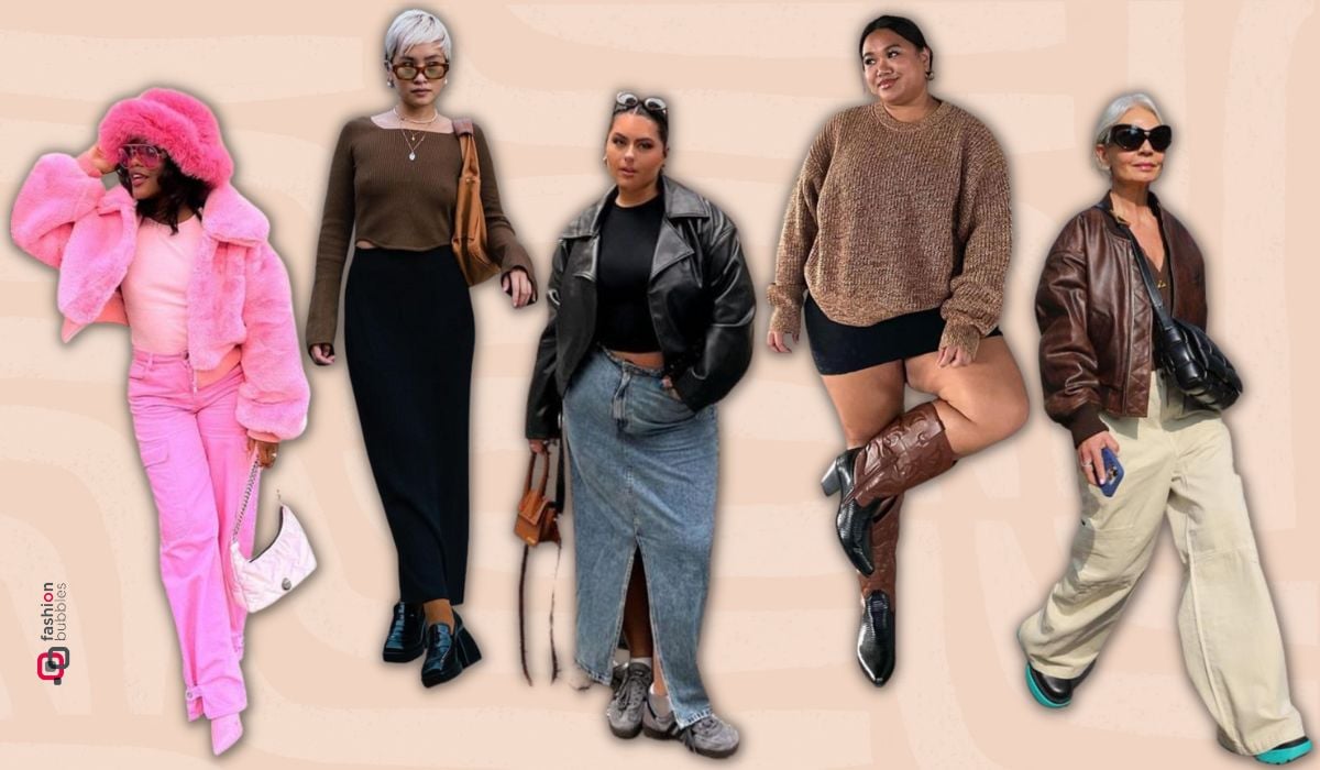 montagem com 5 looks de mulheres usando tendências de inverno 2023