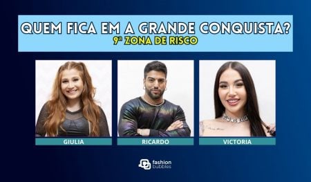 Enquete A Grande Conquista + Votação R7: quem sai na 9ª Zona de Risco, Giulia, Ricardo ou Victoria? E quem fica no Top 10?