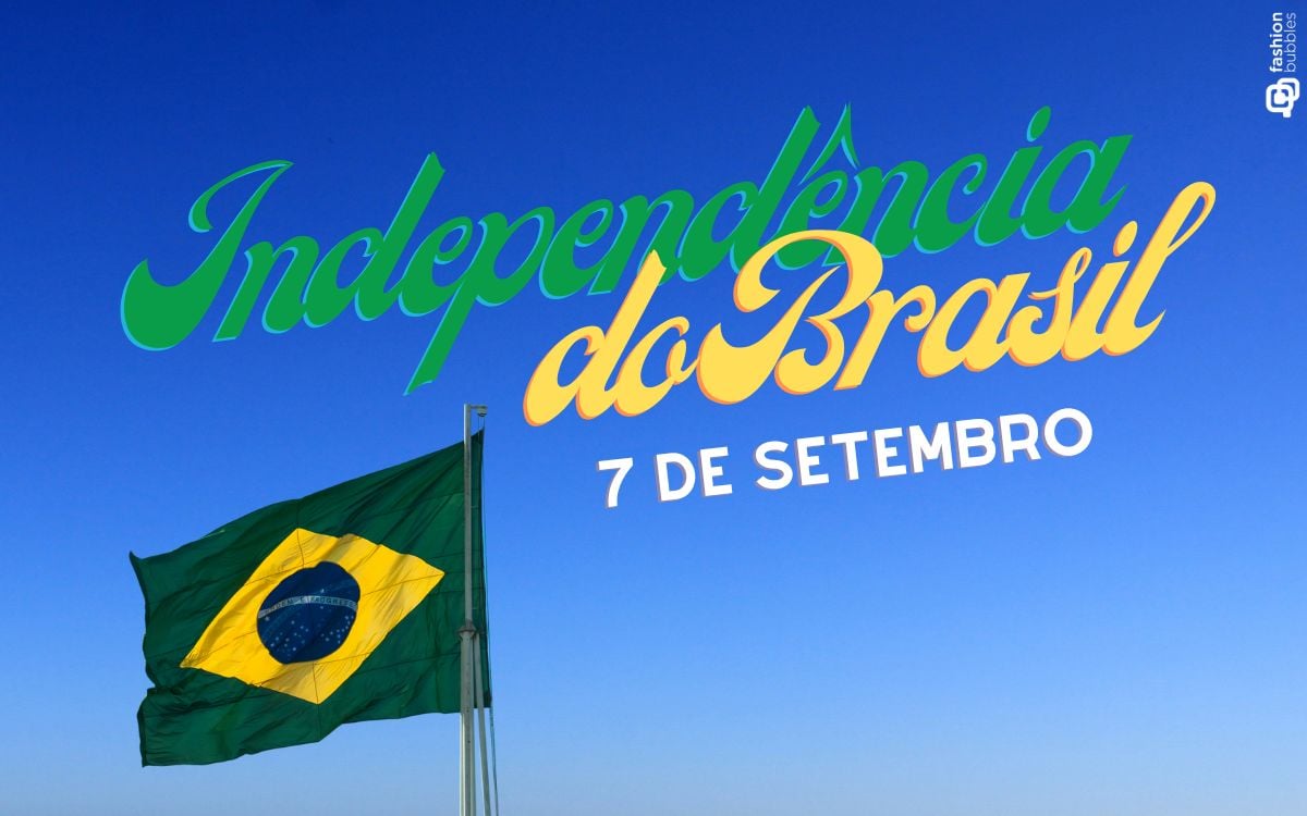 fundo azul com bandeira do Brasil e onde se lê Independência do Brasil - 7 de setembro