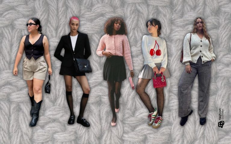 montagem com 5 fotos de looks com tendências de sapatos outono inverno 2023