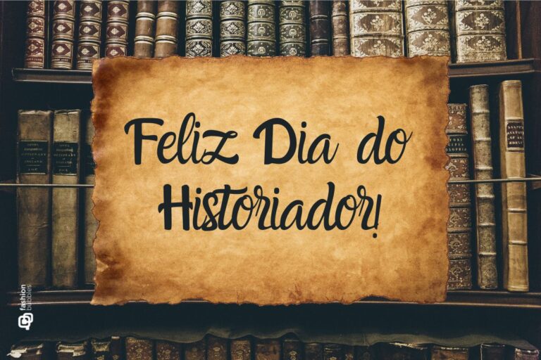 fundo de estante de livros com pergaminho que diz feliz Dia do Historiador