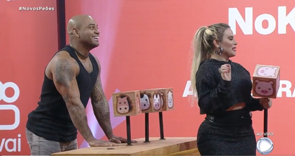 Cezar Black e Kally Fonseca durante Prova da Imunidade