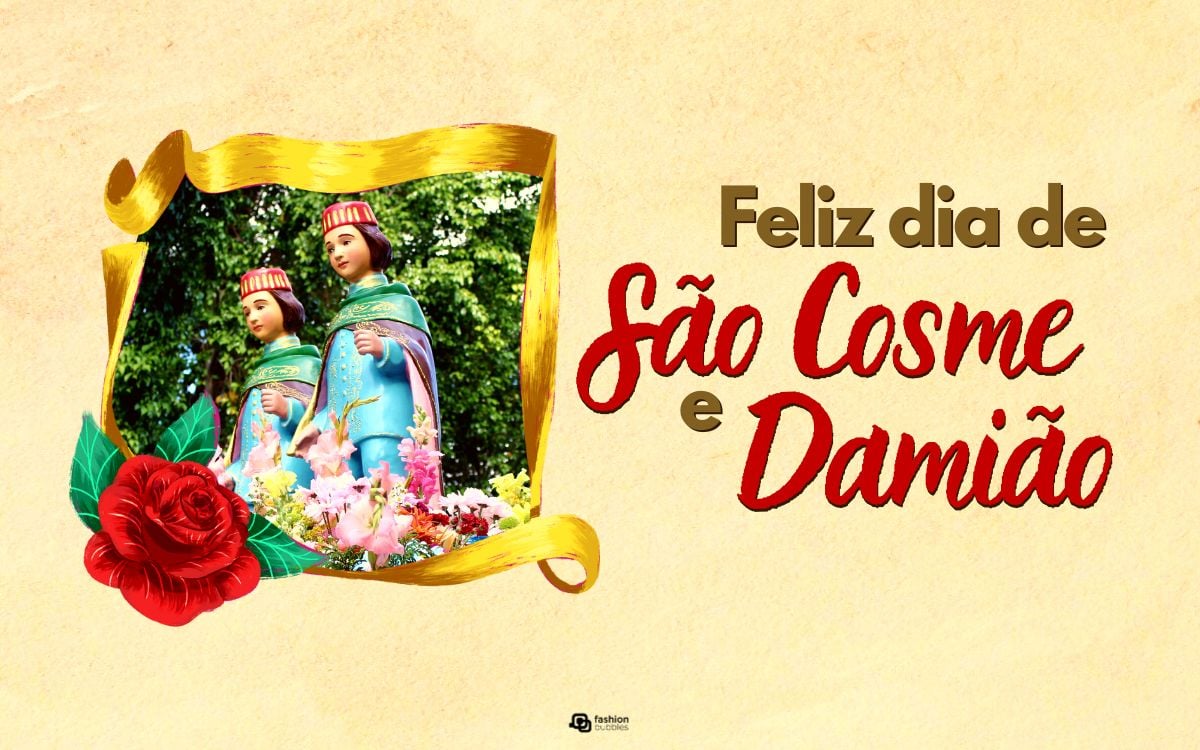 Montagem com foto de imagens de São Cosme e Damião