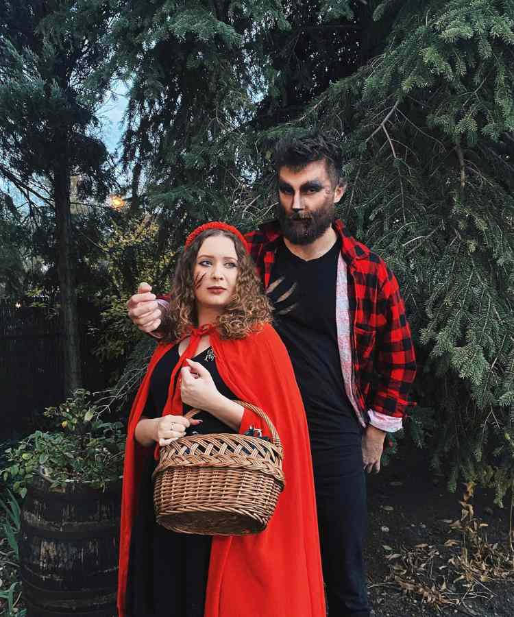 Fantasia de casal para o Halloween: Chapeuzinho vermelho e o lobo mau