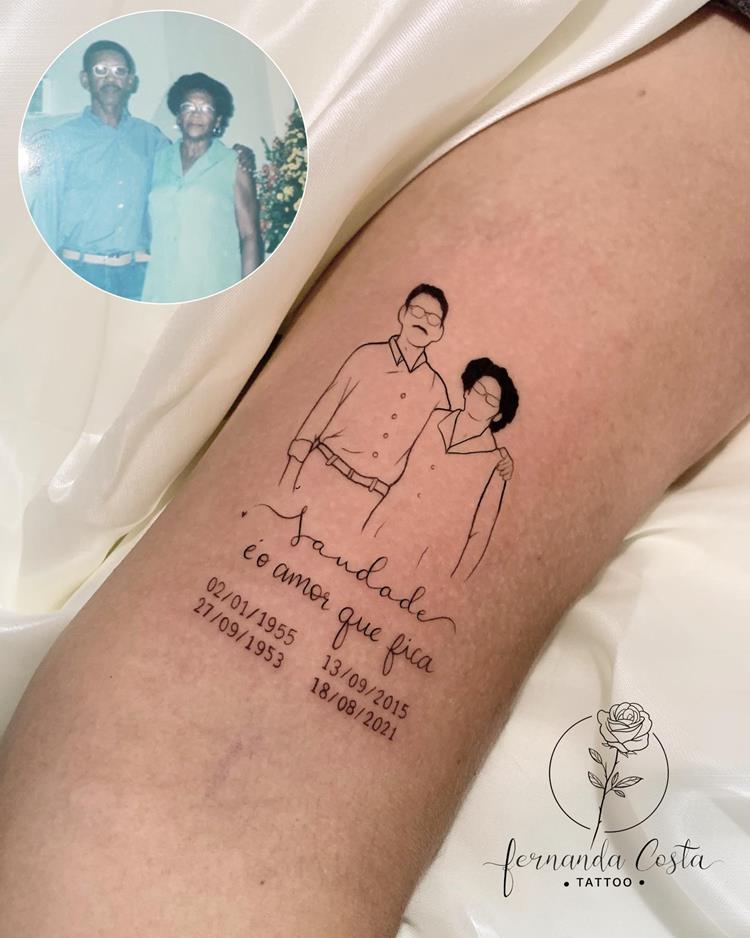 tatuagem escrita  Saudade é o amor que fica no braço