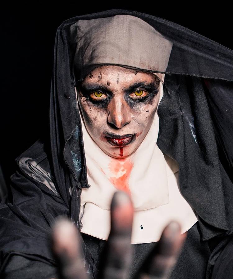Maquiagem de freira para homem de Halloween