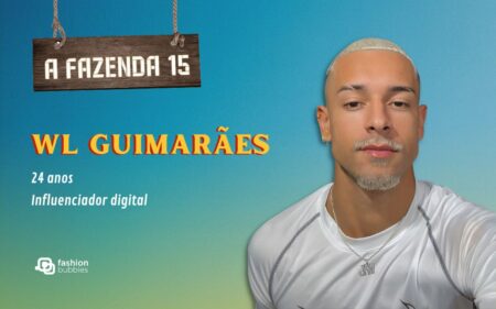 fundo azul com logo do reality show e foto de WL Guimarães, participante de A Fazenda 15