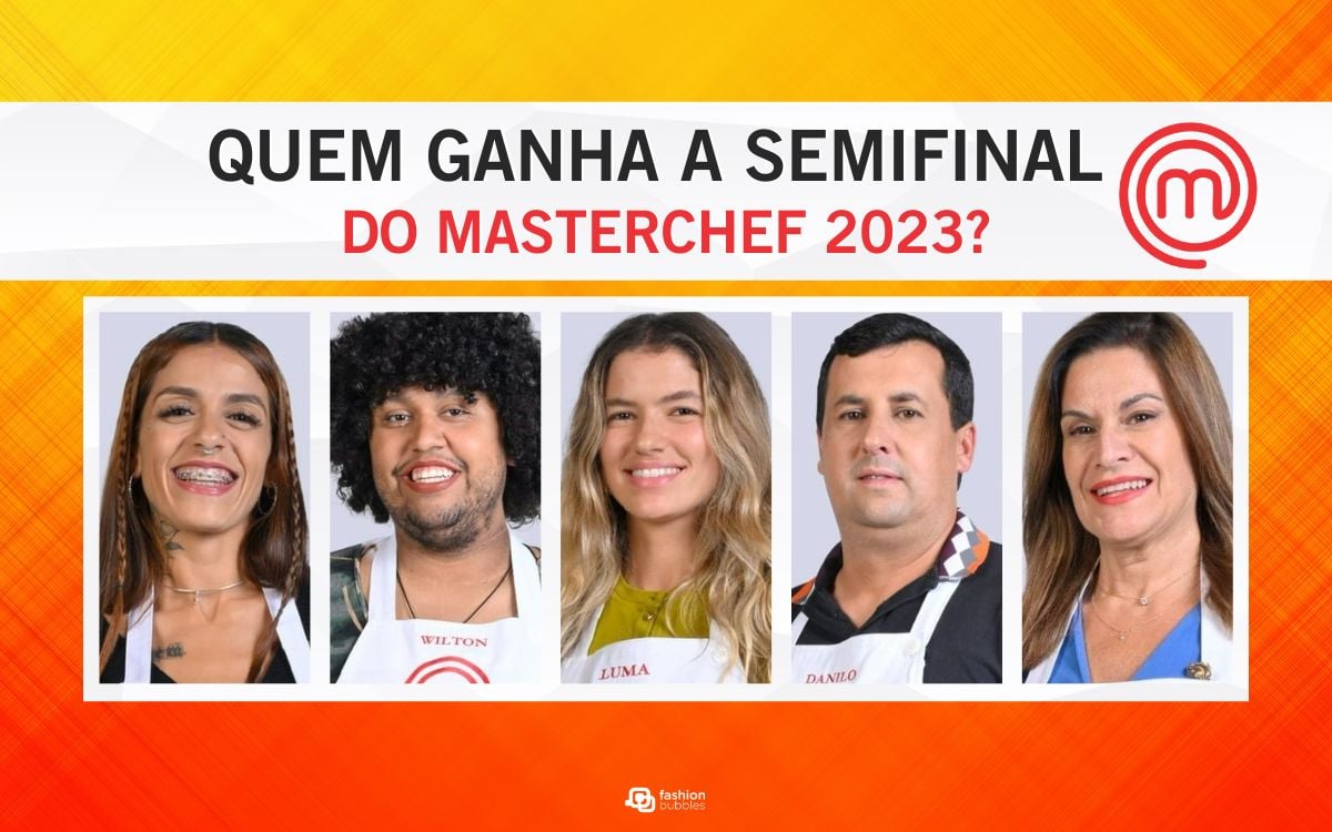 Montagem com foto dos 5 semifinalistas do MasterChef Brasil 2023