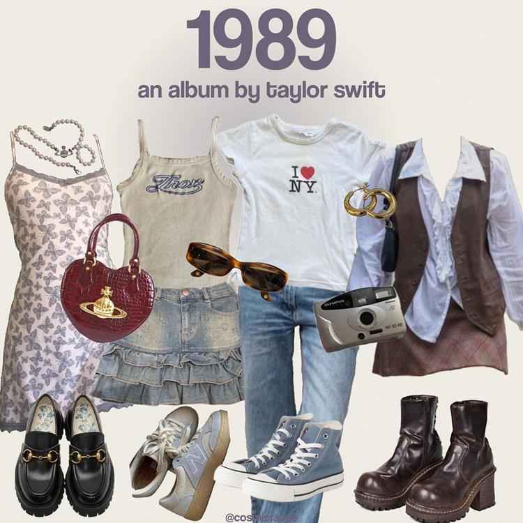 montagem com roupas inspiradas no álbum 1989 da taylor swift