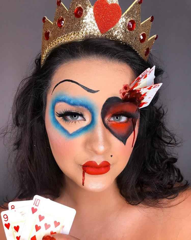 maquiagem para halloween de rainha de copas