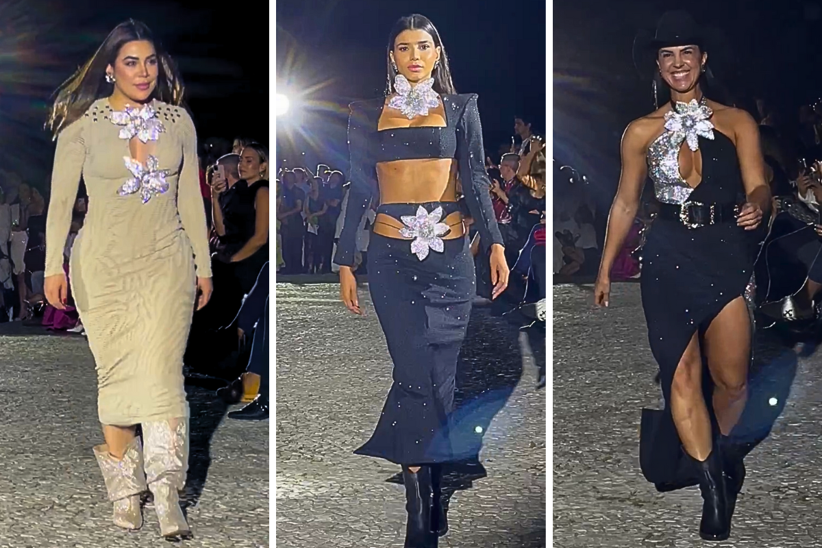 Naiara Azevedo, Jakelyne Oliveira e Graciele Lacerda no desfile da Amarante