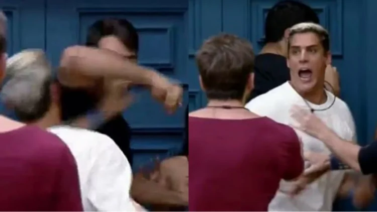 Peões tentando separar a briga entre Shayan e Tiago